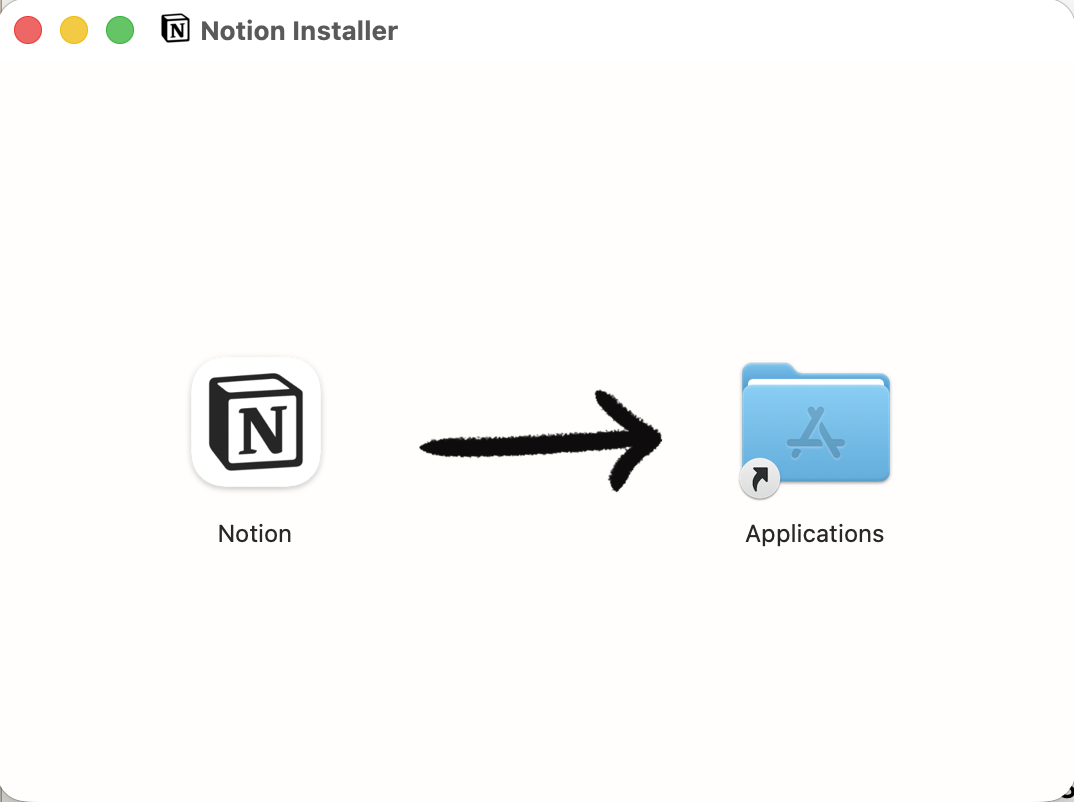 Notion's drag-to-Applications installer
